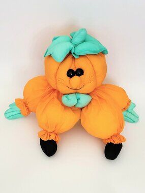 Vintage 1993 Halloween Joelson Weighted Nylon Pumpkin Shelf Sitter